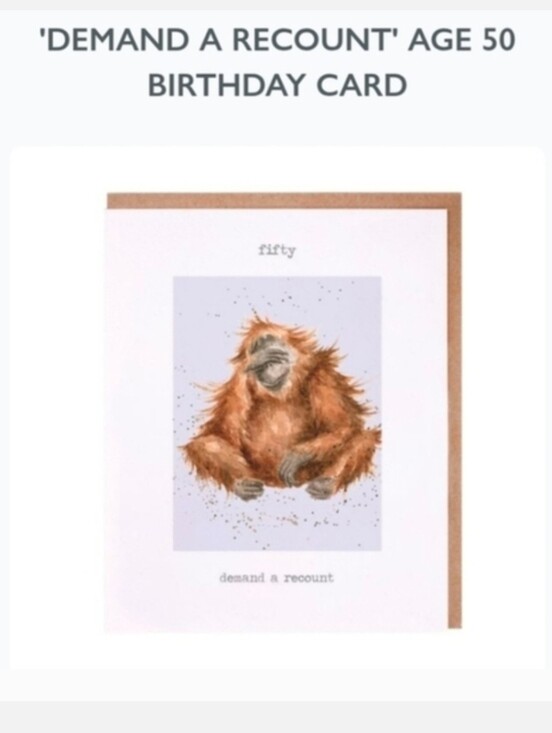 Wrendale Other - 50th Birthday Card by WRENDALE Monkey "Demand A Recount" FREE W $25 PURCHASE